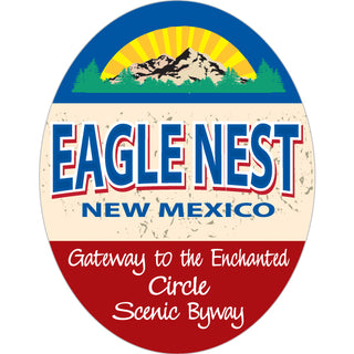 EAGLE NEST  NEW MEXICO BLUE TAN RED OVAL Sticker