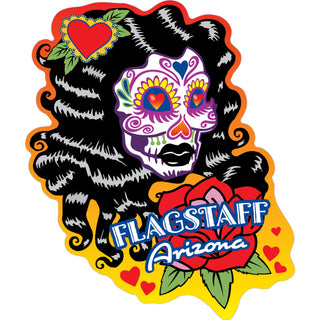 Flagstaff Arizona Female Black Hair Skull Sticker