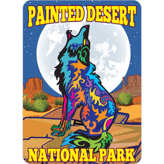 Painted Desert National Park   Colorful Howling Coyote Sticker