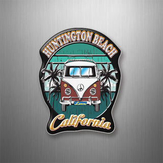HUNTINGTON BEACH VAN PALMS AQUA CIRCLE 3D Magnet