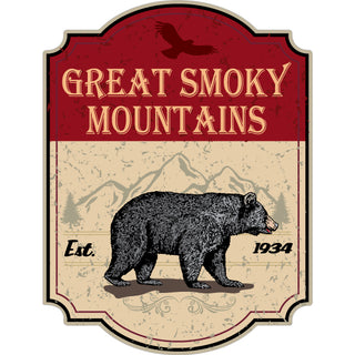 OK4 Great Smoky Mountains Red Cut Corner Sign Sticker