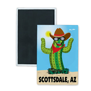 Scottsdale  AZ   Happy Cactus Rectangle Badge Magnet