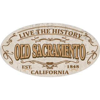 Old Sacramento  California   Antique Style Oval Sticker