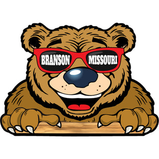 Branson  MO Bear Looking Over   Postcard Sized Sticker Sticker