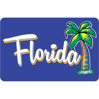 OK4 FLORIDA PALM TREE ON PURPLE RECTANGLE   Postcard Sized Stickers (47389) Sticker