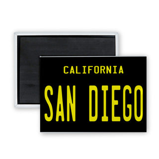 San Diego   Black License Plate Rectangle Badge Magnet