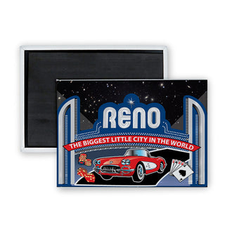 Reno   Classic Car Arch Sign Rectangle Badge Magnet