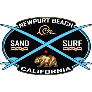 Newport Beach  California   Sand Surf Wave Bear Crossing Boards Sticker