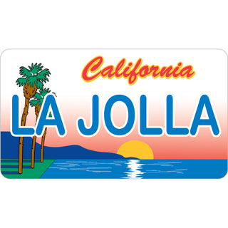 La Jolla California License Plate with Palm Trees Sticker