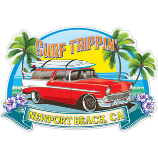 Newport Beach  CA   Surf Trippin' Old Red Station Wagon Sticker