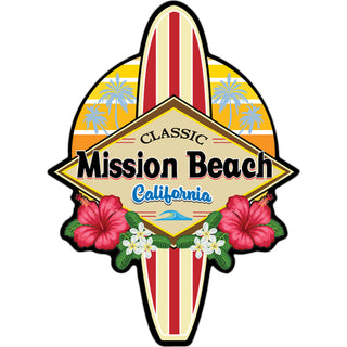 MISSION BEACH RETRO FLORAL SURFBOARD Sticker