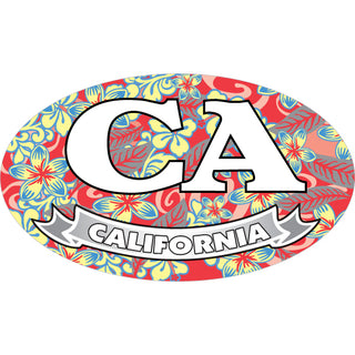 California   Floral Filled Euro Oval Sticker