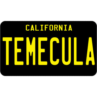 Temecula  California   Black License Plate Sticker