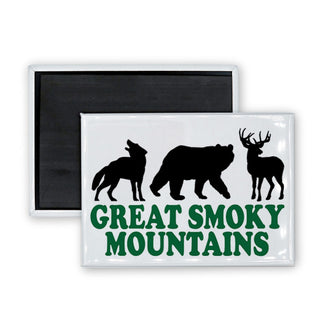 Great Smoky Mountains   Wolf  Bear  Deer Rectangle Rectangle Badge Magnet