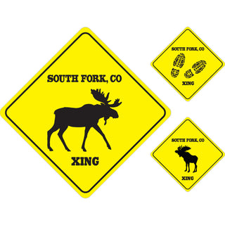OK4 South Fork CO Moose Crossing Signs 3up Sticker