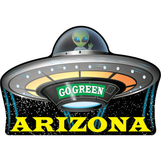 Go Green Flying Saucer Sticker