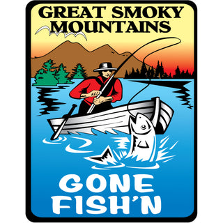 Great Smoky Mountains Gone Fishin Rectangle C   Great Smoky Mountains   Goin Fishin Sticker