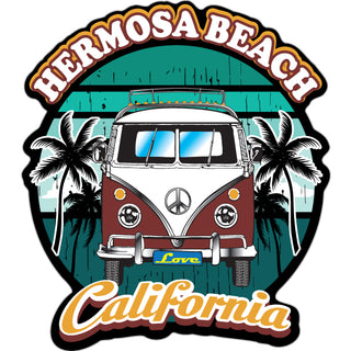 Hermosa Beach  California   Burgundy Bus Front View Sticker