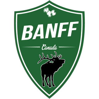 Banff Canada Green Moose Vertical Shield Sticker