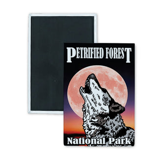 Petrified Forest National Park   Howling Wolf Pink Moon Rectangle Badge Magnet