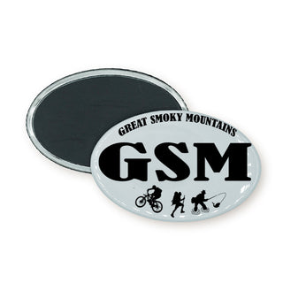 Great Smoky Mountains   Biker  Hiker  Fisherman Euro Oval Oval Badge Magnet