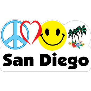San Diego   Peace Love Happy Palm Sticker
