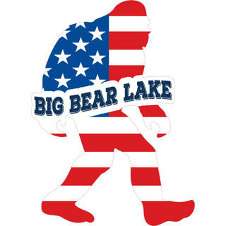 Big Bear Lake   Bigfoot USA Flag Sticker