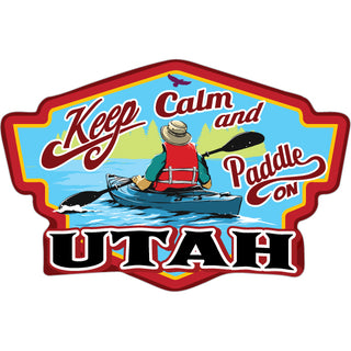 Utah   Keep Calm and Paddle on Kayak Sticker