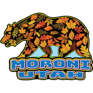 Moroni  Utah   Walking Bear Filled with Fall Leaves Sticker