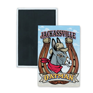 Oatman   Horseshoe Donkey Cowboy Hat Rectangle Badge Magnet
