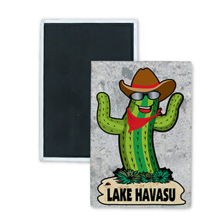 Lake Havasu Arizona Happy Cactus (00017) Rectangle Badge Magnet
