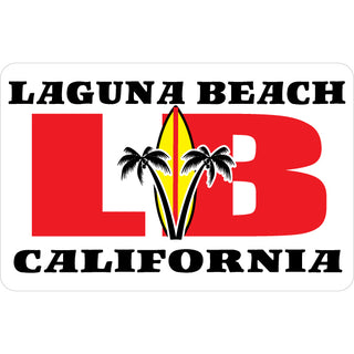 Laguna Beach CA Fat Letters With Surfboard & Palm Trees Sticker