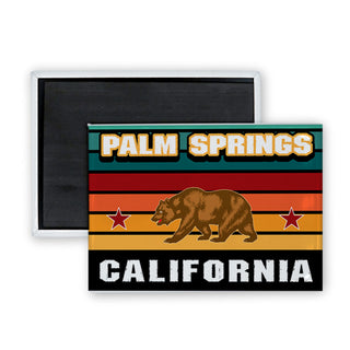 Palm Springs California   Striped Half Circle Bear Rectangle Badge Magnet
