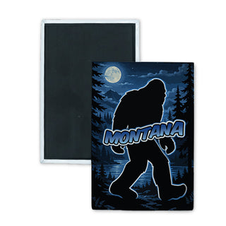 Montana   Bigfoot Silhouette Rectangle Badge Magnet