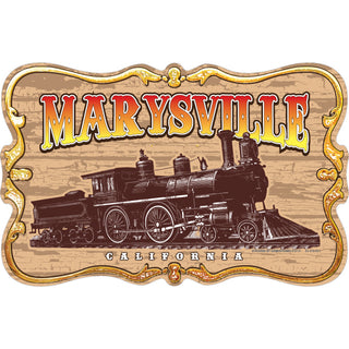OK4 Marysville CA Train on Wood Plaque with Gold Leaf (00976) Sticker