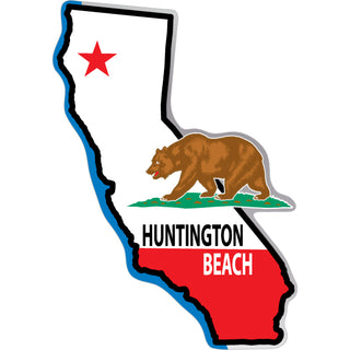 Huntington Beach   California State Flag Map Sticker