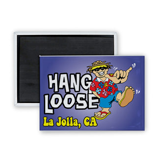 La Jolla  California   Hang Loose Happy Guy Rectangle Badge Magnet