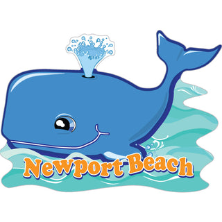 OK4 Newport Beach Whale Cartoon Kids Sticker