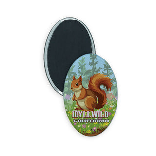 Idyllwild  California   Standing Cute Squirrel Oval Badge Magnet