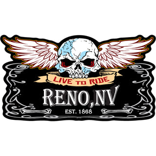 Reno  NV   Live To Ride Skull Wings Sticker