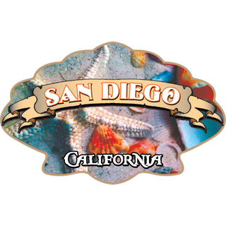 San Diego  California   Seashells with Banner Sticker