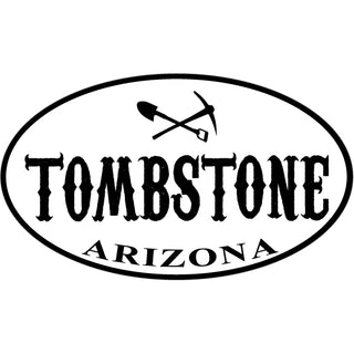 Tombstone Arizona   Western Oval with Pick & Shovel Sticker