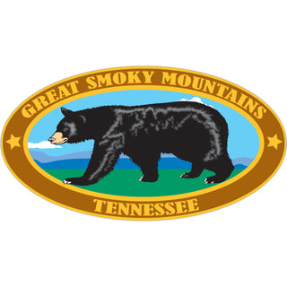 OK4 Great Smoky Mountains Black Bear on Brown Oval Sticker