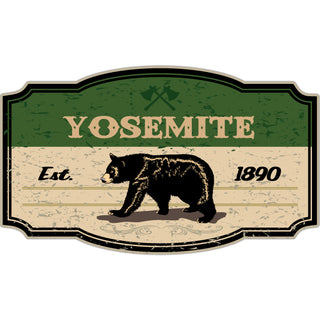 Yosemite   Wide Green Bear Sign Sticker
