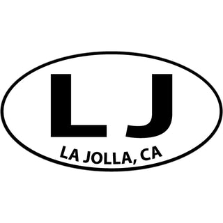 La Jolla  CA   Black and White Euro Oval Sticker