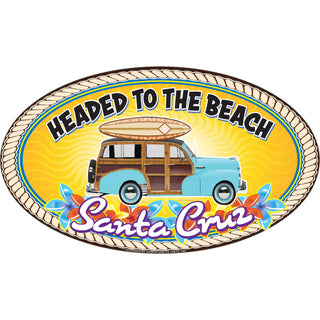 Santa Cruz HEADED TO THE BEACH WOODY SURFBOARD Sticker