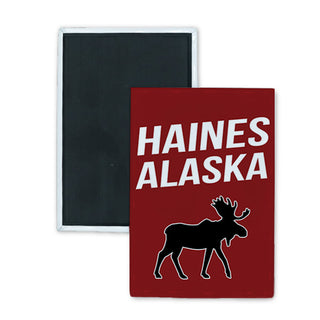 Haines  Alaska   Red Shield Moose Rectangle Badge Magnet