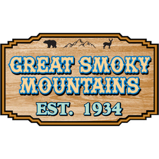 OK4 Great Smoky Mountains Wood Sign Est 1934 small (00273) Sticker