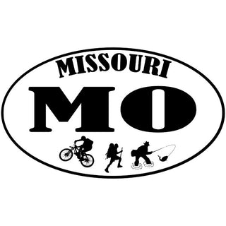 Missouri  MO Biker Hiker Fisher Euro Sticker