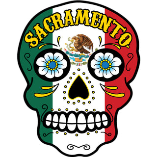 Sacramento   Mexican Flag Sugar Skull Sticker